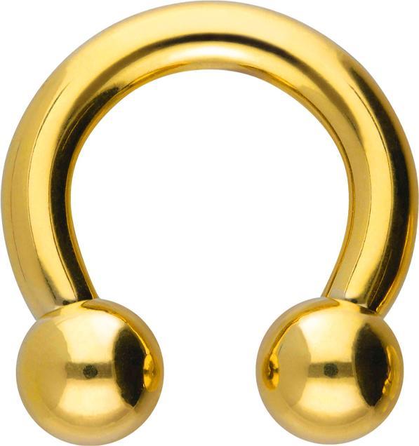 Image du produit Star Piercing Circular Barbell filet femelle doré avec deux boules (sans laiton, Titane)