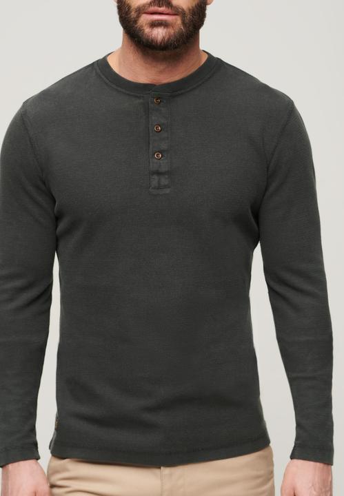Actual product image Superdry Waffle Long Sleeve Half Button Top (L)