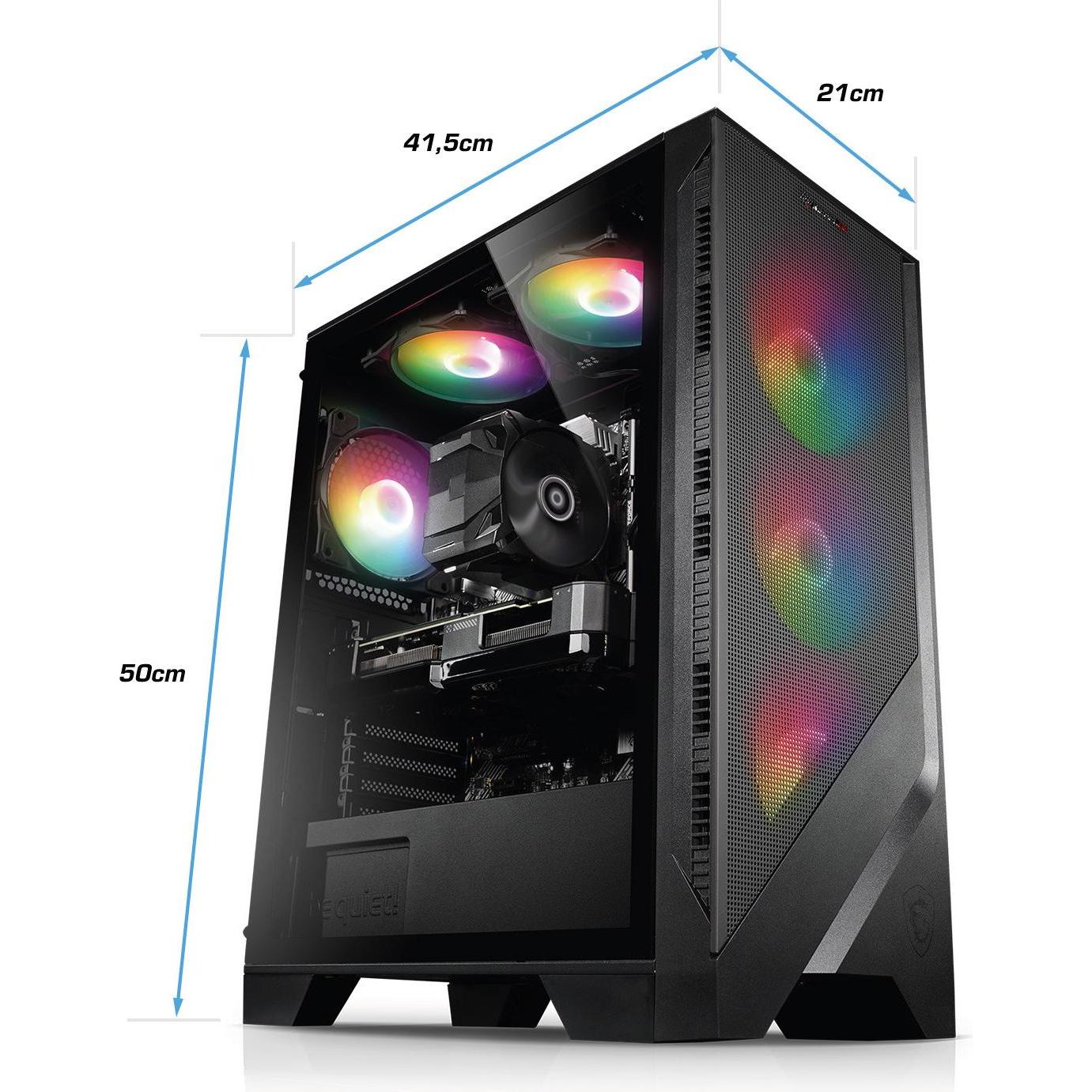 Kiebel Total V (AMD Ryzen 5 5500, 32 GB, 2000 GB, Radeon RX 7600 XT Fighter), PC, Schwarz