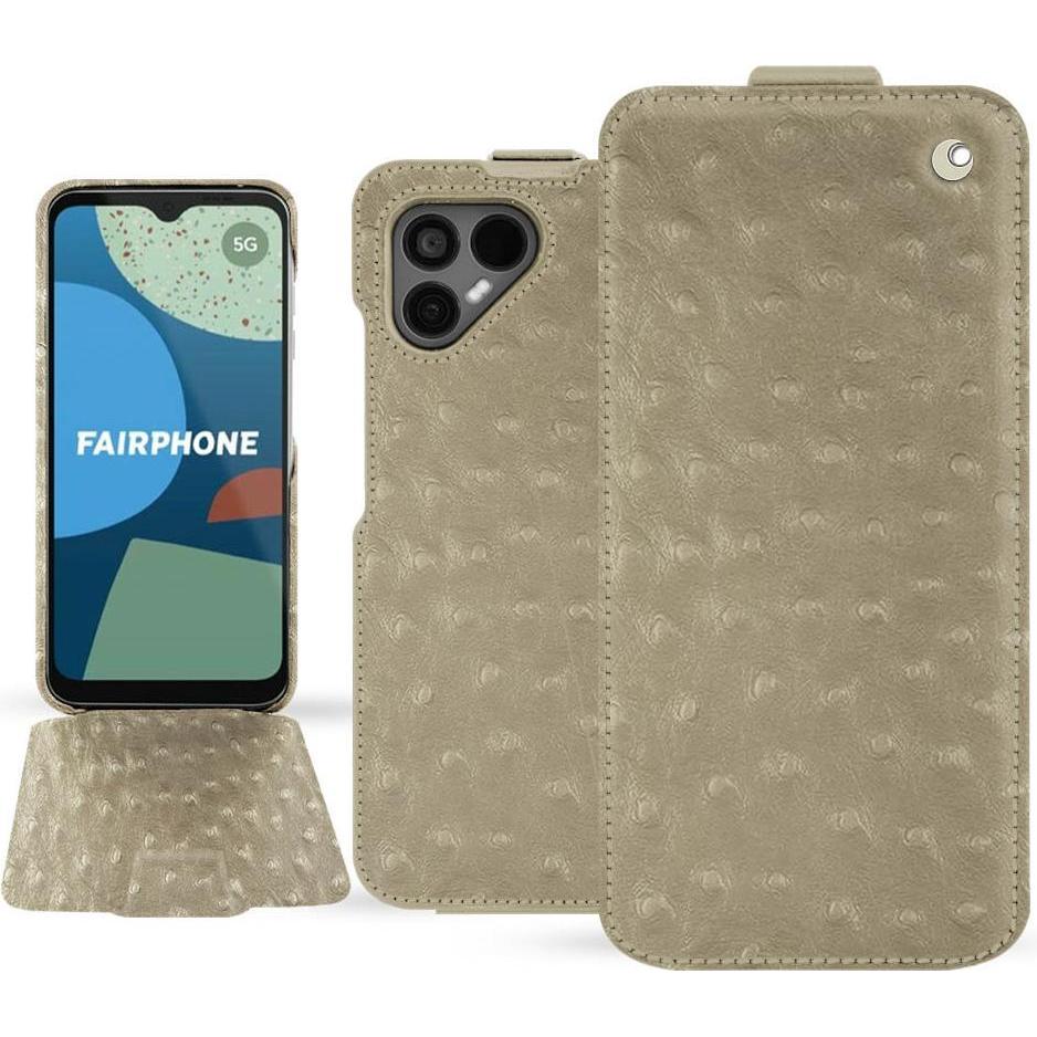 Noreve Lederschutzhülle vertikal (Fairphone 4), Smartphone Hülle, Beige