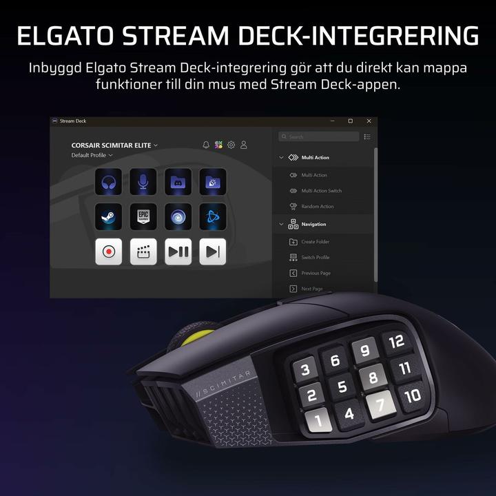 Actual product image Corsair Gaming-Maus Scimitar Elite Wireless SE, Maus Features (Wireless)