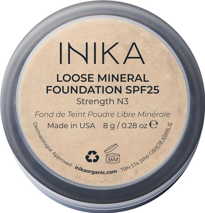 Inika Organic Organisches Mineralpuder mit LSF 25 Veganer Make-up für makellosen Glanz (Strength)