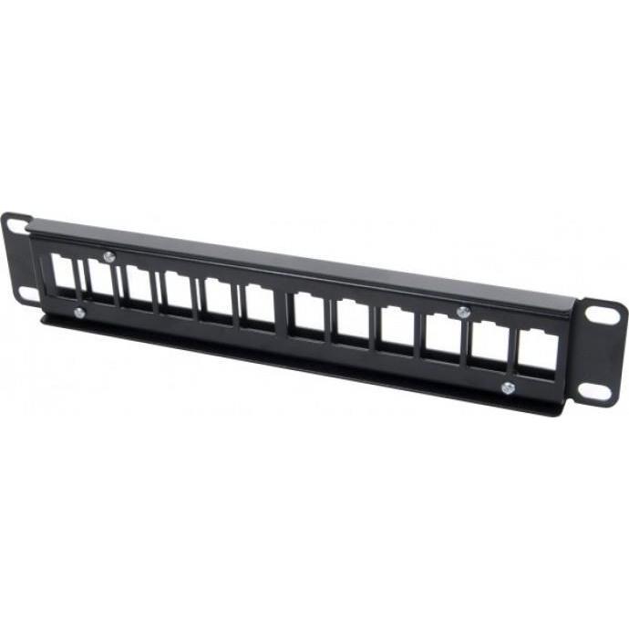 Dexlan 25,40cm (10") Modulträger für 12 Keystone, 1 HE, schwarz, Serverschrank Zubehör, Schwarz