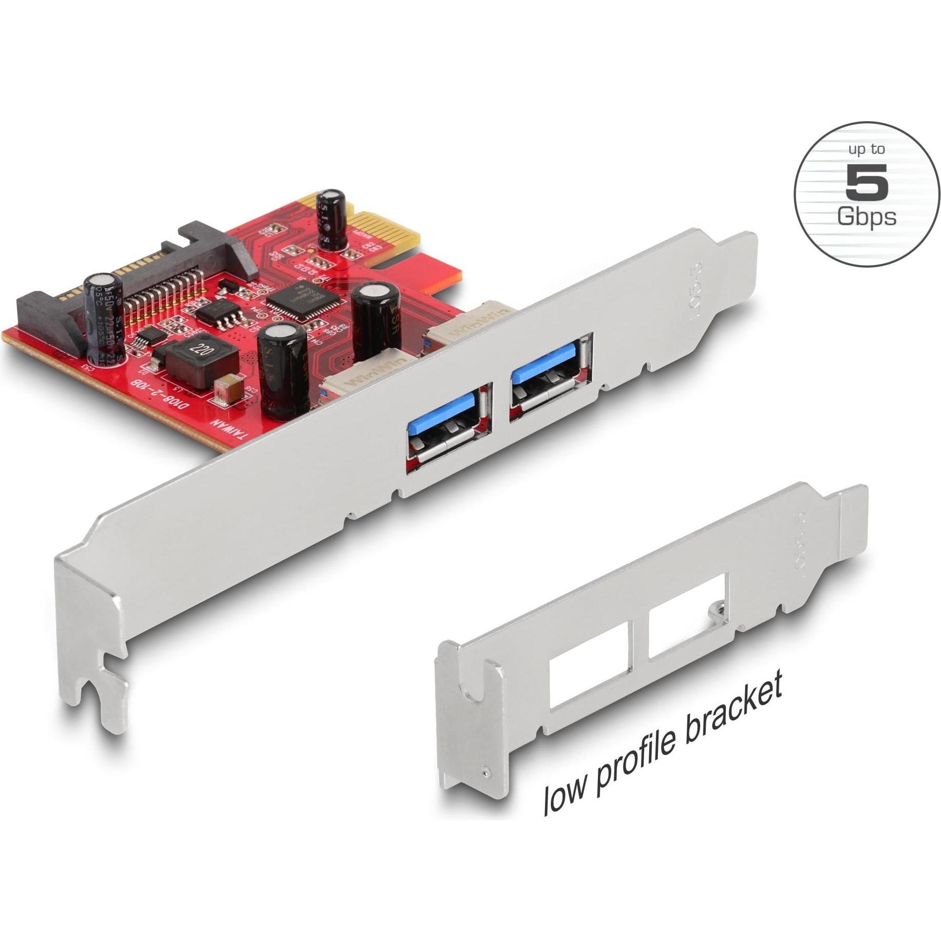 Thumbnail - Delock PCI Express x1 Karte zu 2 x extern USB 5 Gbps Typ-A Buchse, Kontrollerkarte