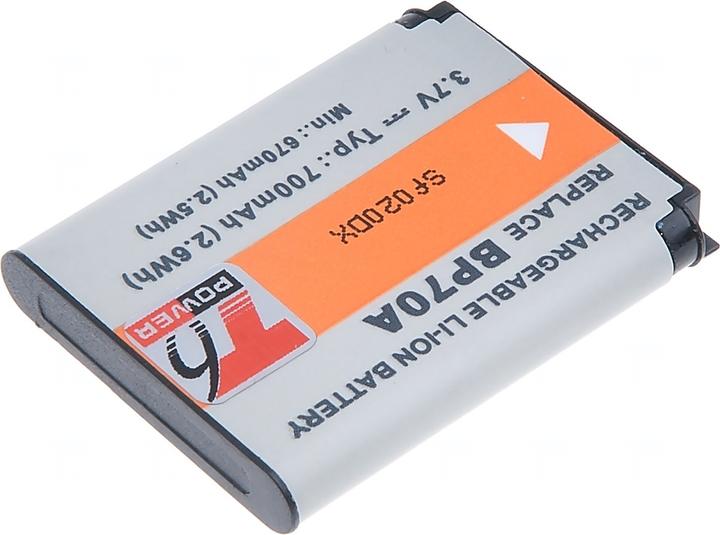 Actual product image T6 Power Battery Samsung BP-70A, BP70A, SLB-70A,,, Äerná (Camera battery)