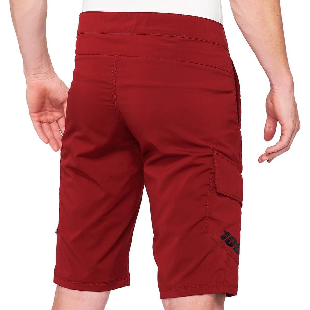100%, Herren, Velohosen, Herren Fahrrad Shorts Ridecamp, Brick - Dunkelrot, 28, HU-SHO-2008 (28), Rot, 28