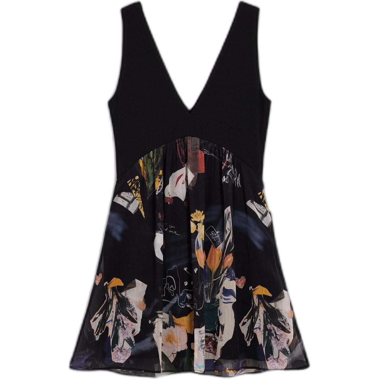 Desigual Donna Nero/Multicolore Donne, Vestiti, Collage, (S)