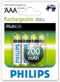 Actual product image Philips Rechargeable (4 pcs., AAA, 700 mAh)