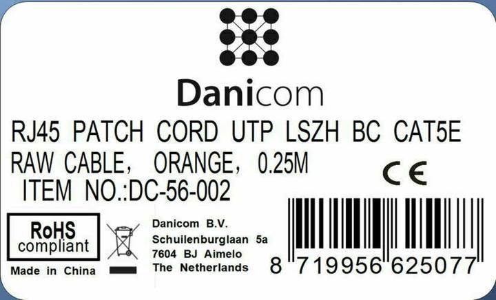 Produktbild Dsit CAT5e Netzwerkkabel, U/UTP, 0,25 Meter, Orange, 100% Kupfer (U/UTP, CAT5e, 0.25 m)