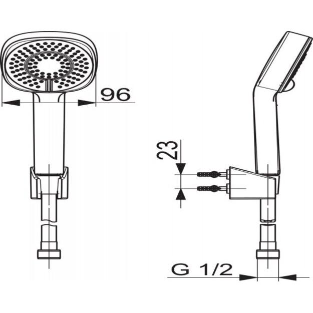 Thumbnail - Hansa, Duschbrause, Handbrausegarnitur Basicjet Style-Set für Wannen-Batterie 3-strahlig (3 Strahlarten, 18 l/min)