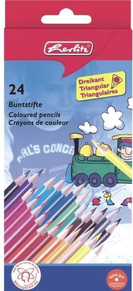 Herlitz Triangular Crayons Box of 24 (Multicolor, Multicolored, 24 x)