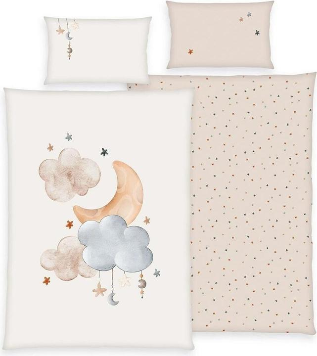 Actual product image Babybest Moon and Stars bed linen "Made in green" (100 x 135 cm, 40 x 60 cm)