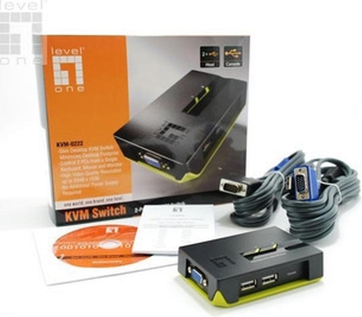 Actual product image LevelOne KVM-0222, 1 User - 2 PCs, USB