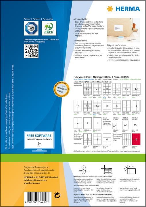 Produktbild HERMA Universal Etiketten A4