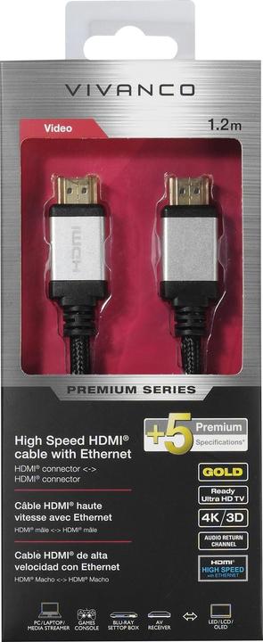 Actual product image Vivanco Highspeed HDMI cable with Ethernet, 1.2 m (1.20 m)
