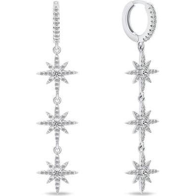 Brilio, Ohrringe, Silver - Long silver earrings Star EA791W