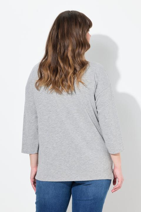 Immagine prodotto Ulla Popken Maglia dal taglio oversize in cotone biologico con scollo a girocollo e maniche a 3/4 (42, 44)