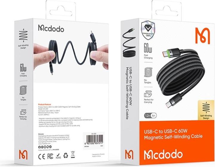 Produktbild Mcdodo CCA-2000 USB-C to USB-C cable, 60W, self-winding, 1.2m (1.20 m, 60 W)