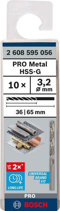 Actual product image Bosch Professional Zubehör PRO Metal HSS-G twist drill, 3.2 x 36 x 65 mm (3.2 mm)