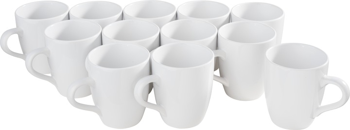 Actual product image VBS XXL coffee mug "Belly", 12 pieces, approx. Ø 8.5 x 9.5 cm, white, ceramic (300 ml, 12 x)