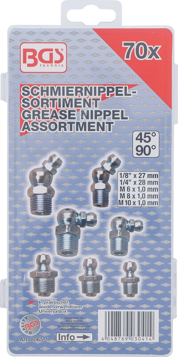 Actual product image BGS Schmiernippel-Sortiment metrisch/Zollgrössen 70-tlg.