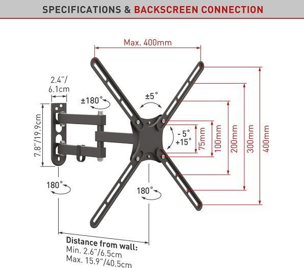 Produktbild Barkan TV-Wandhalterung 13-58", Metall, schwarz (Wand, 65")