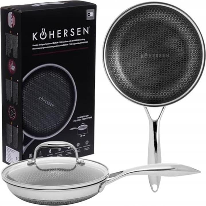 Actual product image Kohersen Patelnia z pokrywką Black Cube 20cm (Frying pan, Aluminium, Stainless steel, 20 x 10 cm)