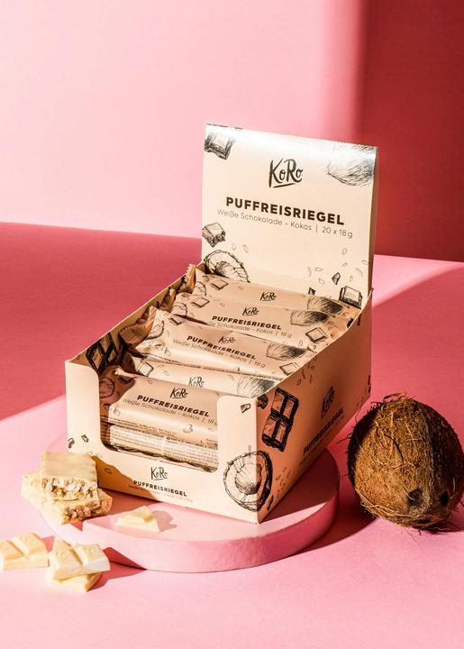 Image du produit KoRo Barre de glace brune au blé complet enrobée de chocolat blanc aromatisé à la noix de coco (360 g)