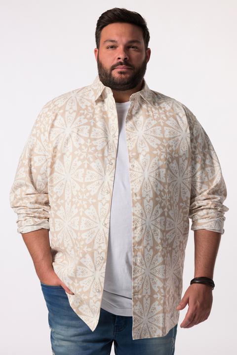 Produktbild Men+ Leinenoptik-Hemd, Langarm, Kentkragen, Comfort Fit, Alloverdruck (XL)