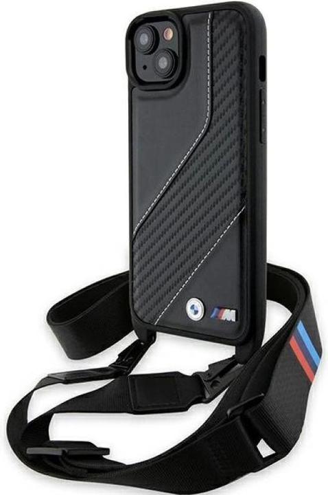 Produktbild BMW BMHCP15S23PSCCK iPhone 15 / 14 / 13 czarny/black hardcase M Edition Carbon Stripe & Strap (Apple iPhone 13, Apple iPhone 14, Apple iPhone 15)