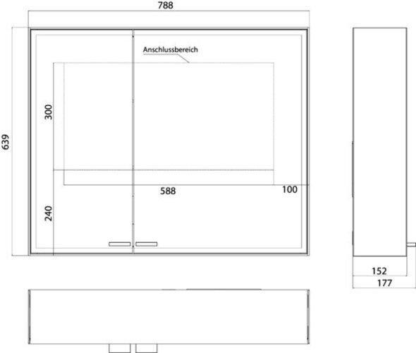 Produktbild Emco asis prestige 2 Lichtspiegelschrank, Aufputzmodell, 788mm, breite Tür rechts (78.80 x 102 x 63.90 cm)