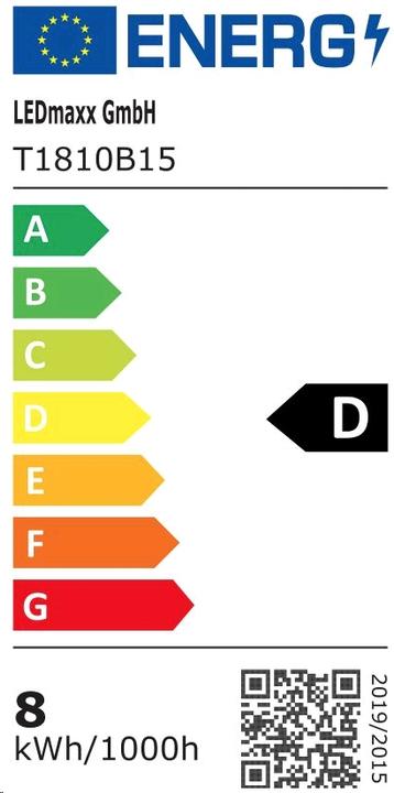 Energie-Label LEDmaxx Röhre (B15d, 8.50 W, 1100 lm, 1 x, D)