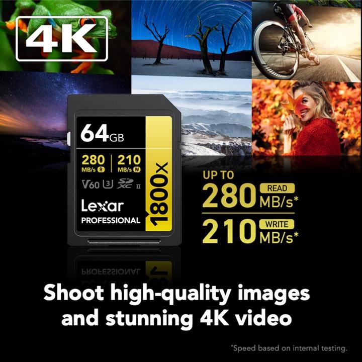 Actual product image Lexar Professional 1800x (64 GB, SDXC, U3, UHS-II)