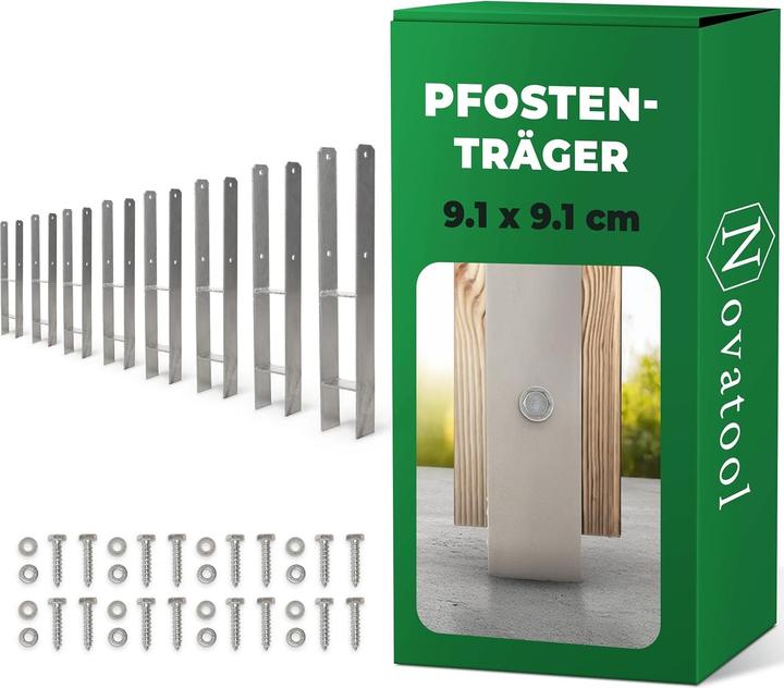 Novatool 8x Einschlagbodenhülsen-Set H-Form 91x91x600 mm, Bodenhülse Sonnenschirm Pfostenträger