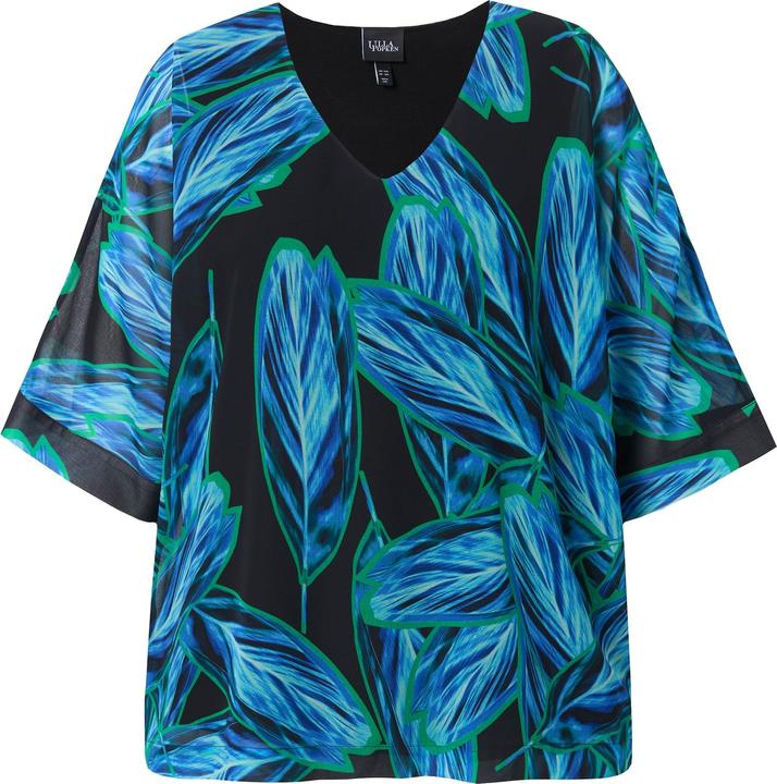 Immagine prodotto Ulla Popken Mantellina di chiffon dal taglio oversize con scollo a V e maniche a 3/4 (54)