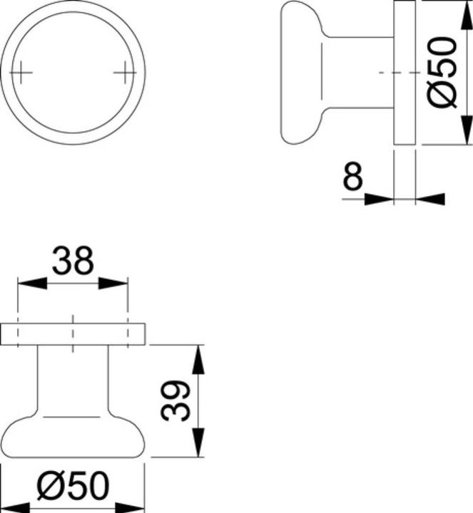 Produktbild Hoppe Türknopf 54/11 Aluminium F2 gerade (Türknopf)