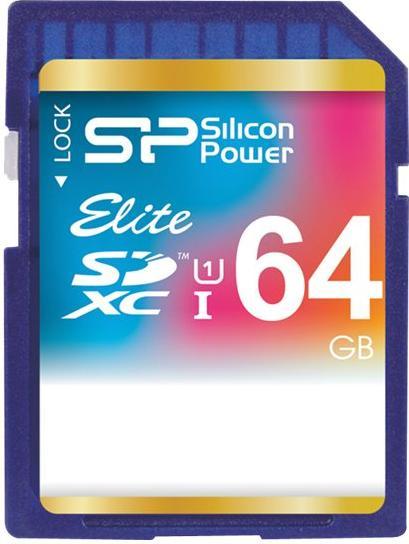 Actual product image Silicon Power Elite UHS-I 64GB SDXC 85/10 MBs SP064GBSDHAU1V10 (64 GB, SDXC, U1, UHS-I)