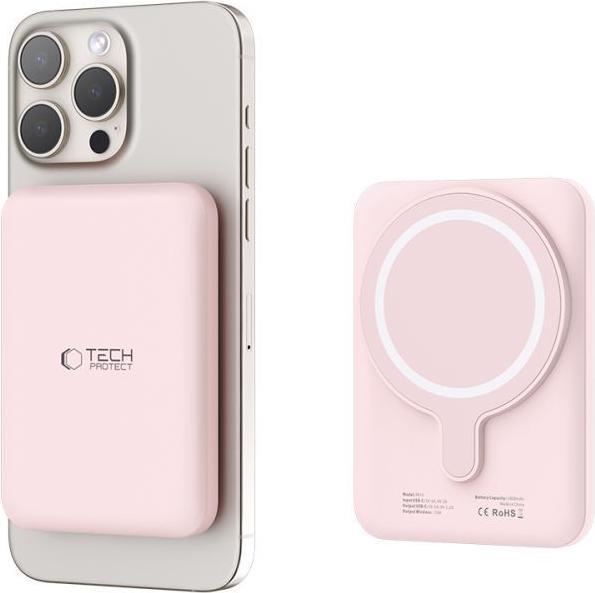 Immagine prodotto Tech-Protect LifeMag PB10 Powerbank con porta USB-C MagSafe 5000mAh 15W - rosa + cavo USB-C (5000 mAh, 15 W)