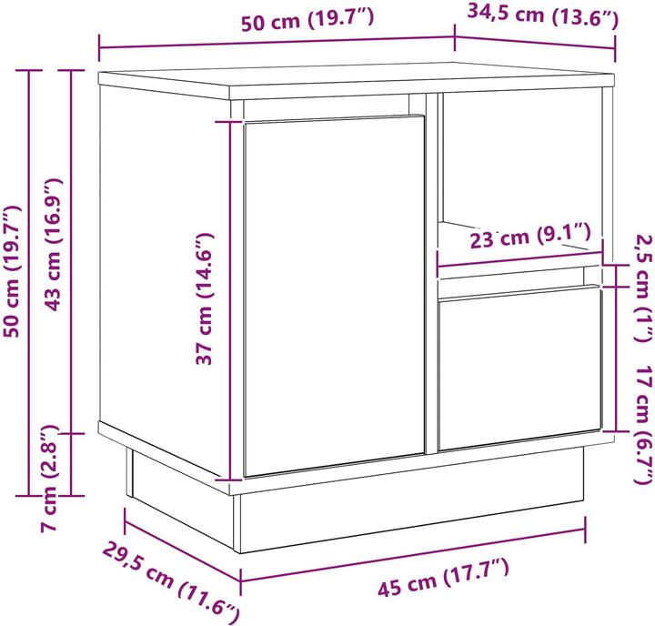 Actual product image vidaXL Nachttisch (34.50 x 50 x 50 cm)