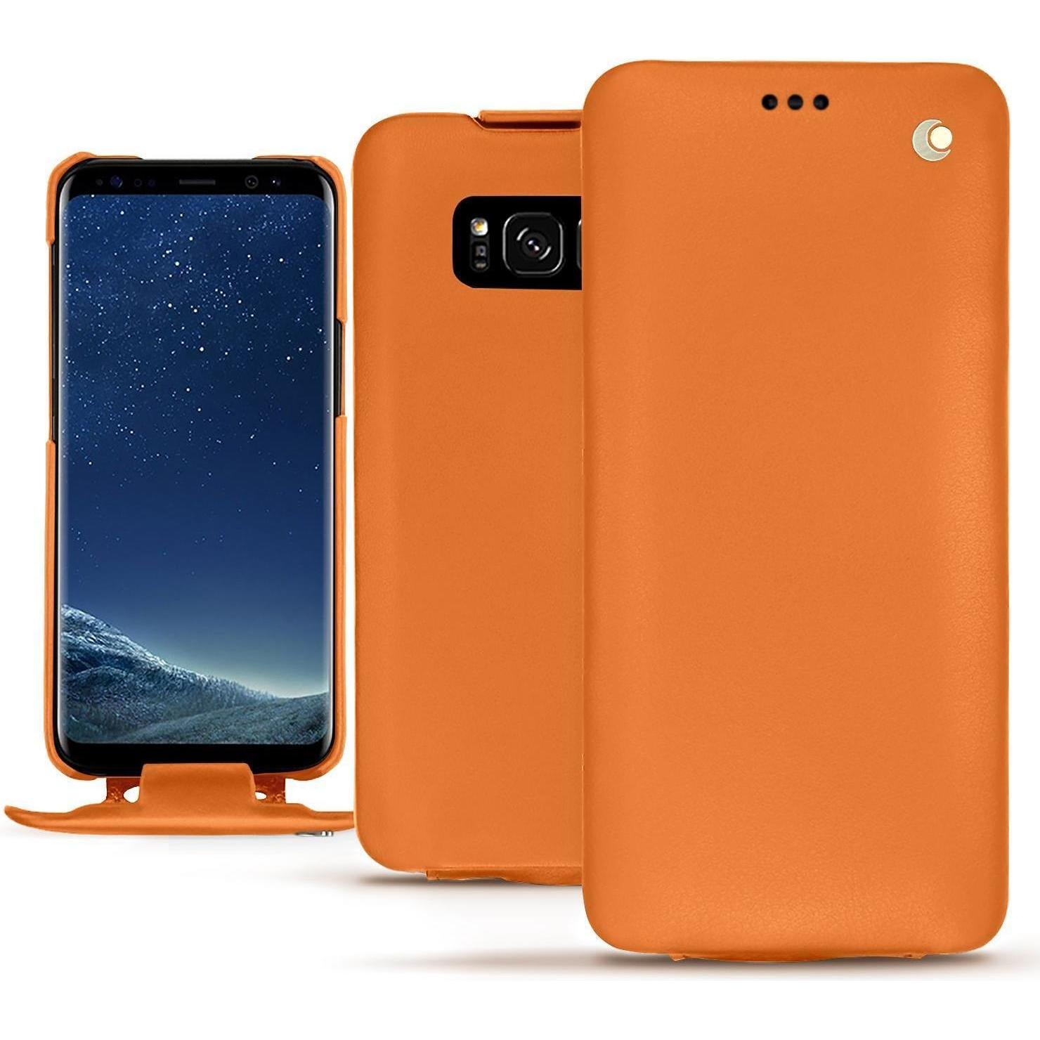 Noreve Lederschutzhülle vertikal (Samsung Galaxy S8), Smartphone Hülle, Orange