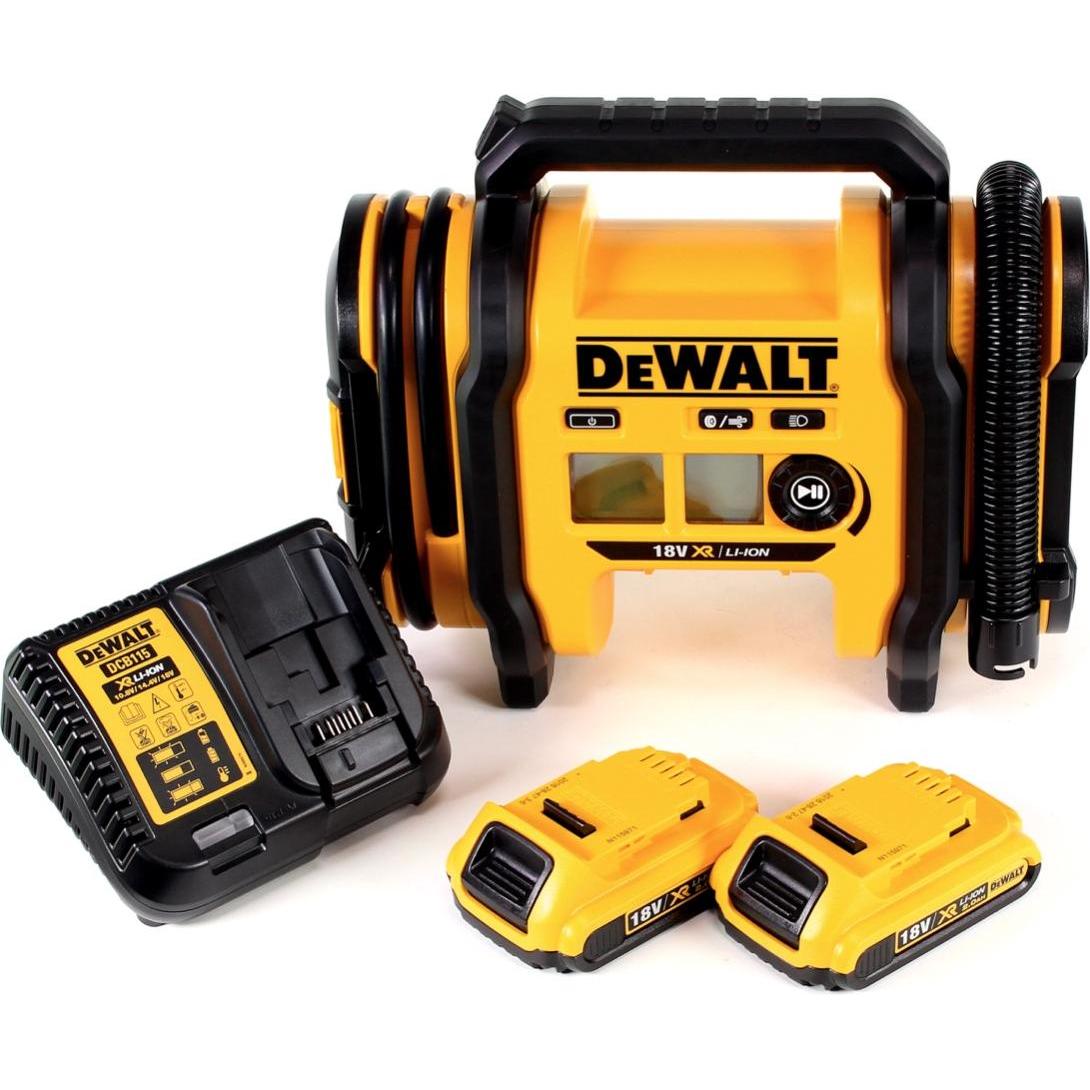 Thumbnail - DeWalt, Kompressor, DCC 018 N Akku Luftkompressor 18V 11bar KFZ + 2x Akku 2,0Ah + Ladegerät (11 Bar, 14.70 l)