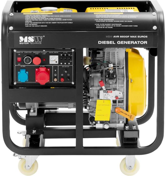 Actual product image MSW Diesel Generator - 2830 / 8500 W - 30 L - 240/400 V - mobile - AVR - Euro 5 (8500 W, 30 l)