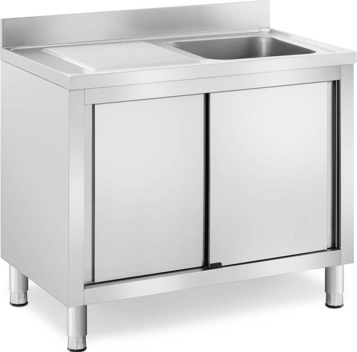 Produktbild Royal Catering Spülenschrank Spülenunterschrank Spülschrank Edelstahl Becken: 400x400x240 mm