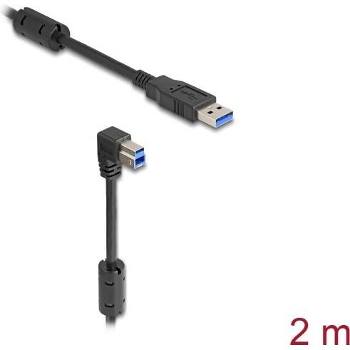 Delock USB 5 Gbps Kabel Typ-A Stecker zu Typ-B Stecker 90° u (2 m, USB 3.2 Gen 1), USB Kabel