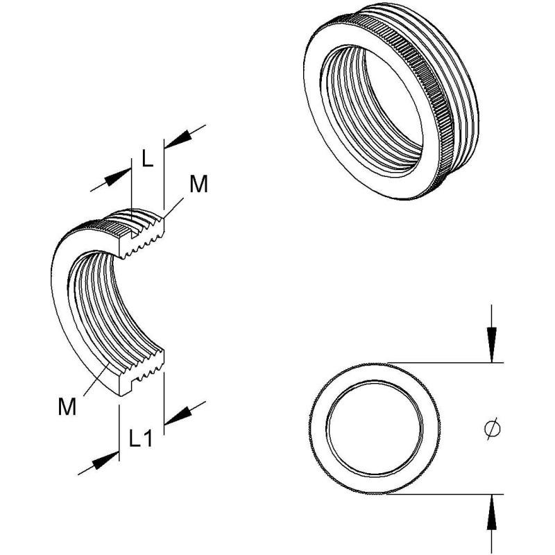 Thumbnail - HKL, Muttern + Unterlegscheiben, Reduzierring (M63)