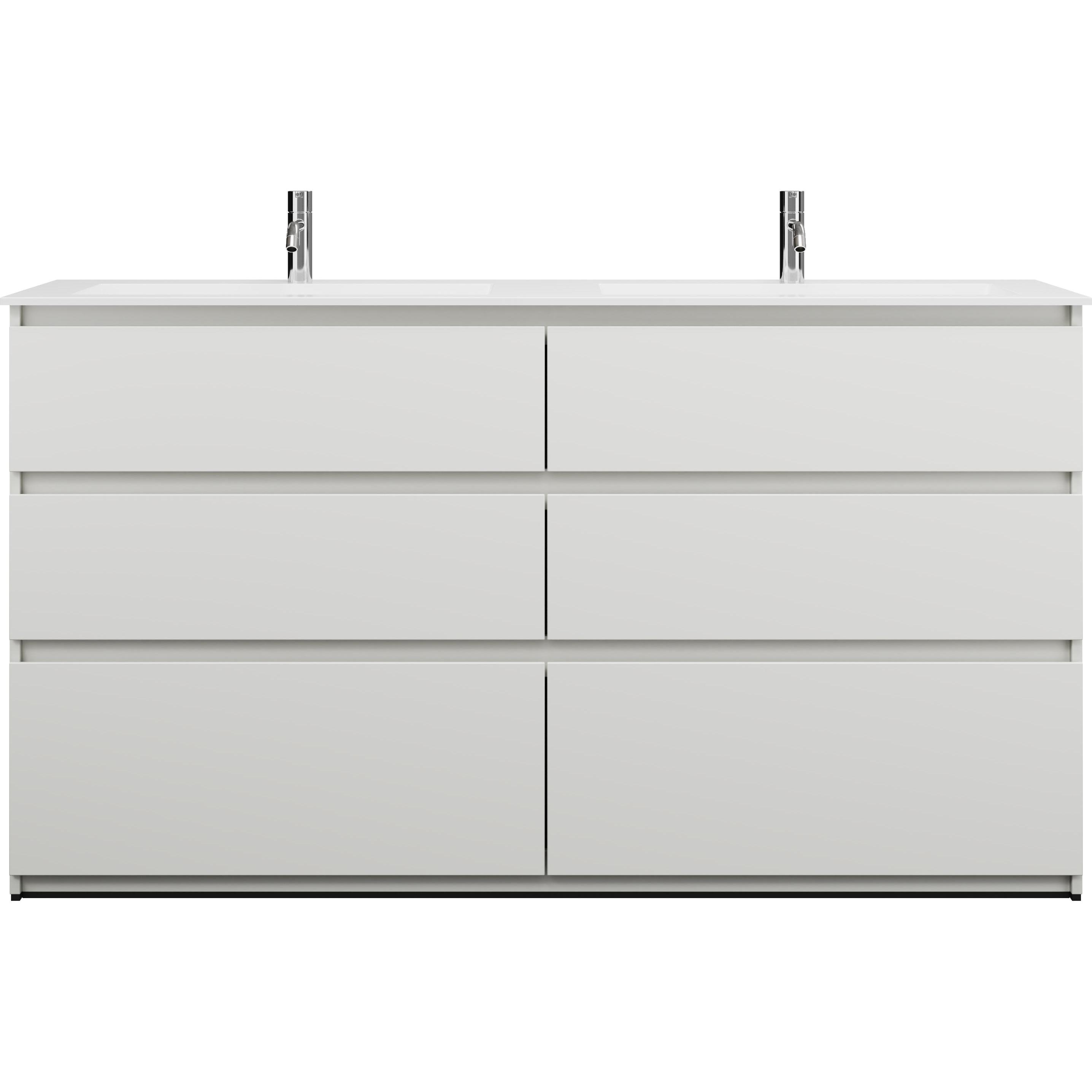 burgbad, Badmöbelset, Lin20 Mineralguss-Doppelwaschtisch Farbe Weiss Matt inklusive Waschtischunterschrank 6 Ausz