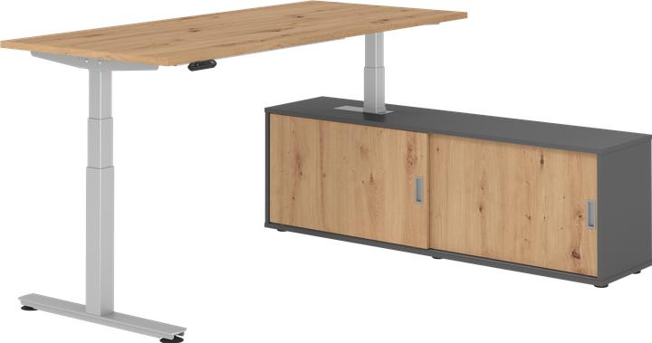 Produktbild Hammerbacher Sitz-Steh Kombi 180x80cm, Asteiche/Silber