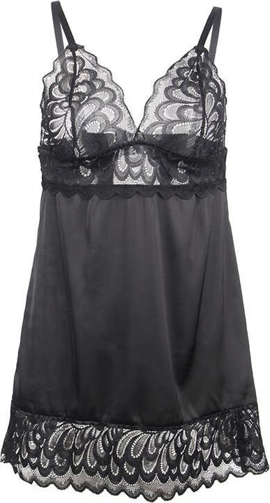 Produktbild Subblime Babydoll Mit Blumenprint Auf Der Brust Schwarz S/M (S, M)