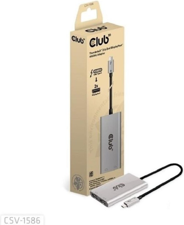 Produktbild Club 3D Club3D Adapter Thunderbolt 3 > 2x DP 1.2 4K@60Hz aktiv St/Bu retail (Thunderbolt, 10.80 cm)