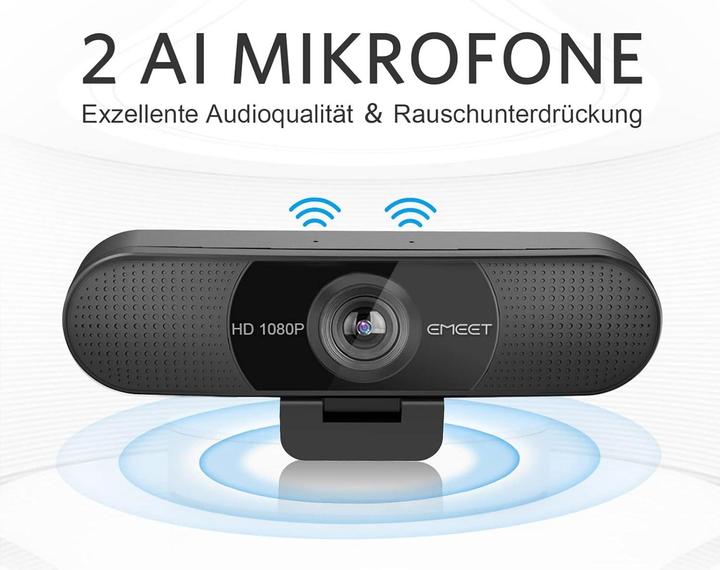 Produktbild EMeet Full HD Webcam mit Dual Mikrofon und Lichtkorrektur